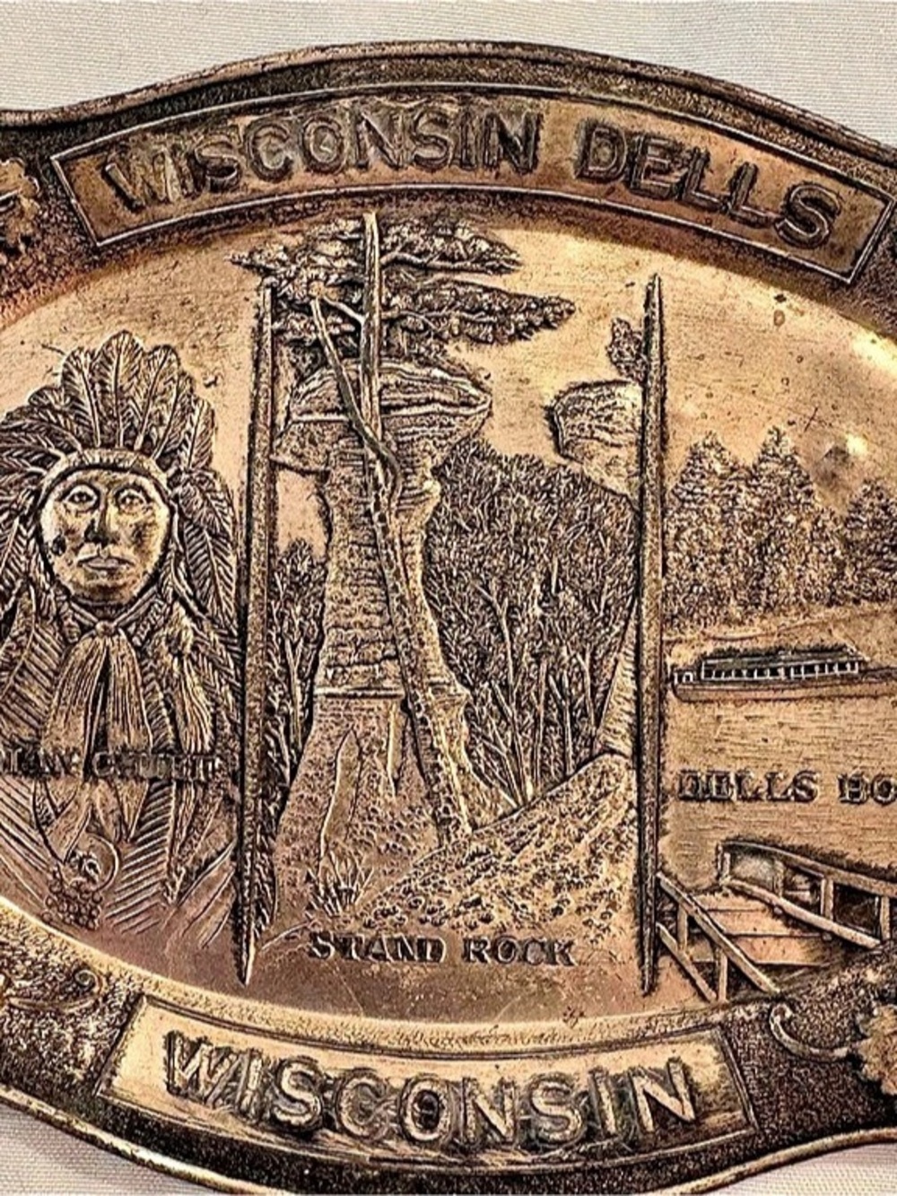 Wisconsin Dells Souvenir Belt Buckle - Brown